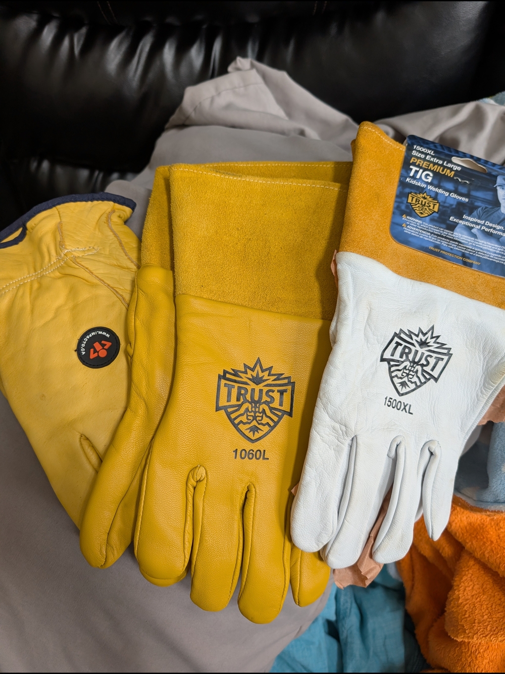 (3) Pair Lot NWT Men's Leather Work Gloves - 1060L / 1500XL